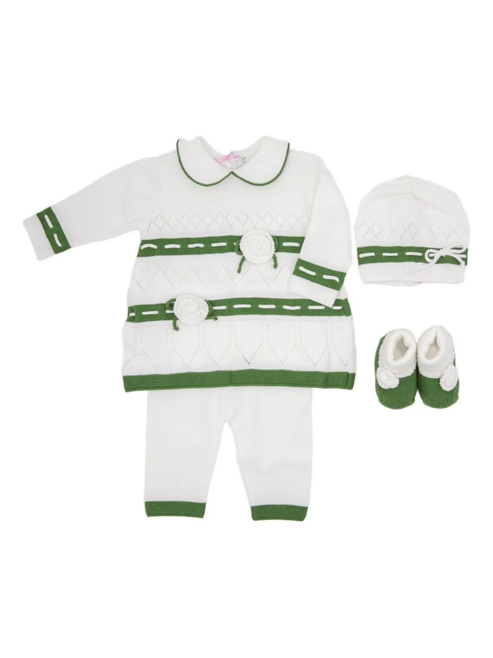 Комбинезоны с цветочными аппликациями (набор из трех штук) Colorichiari, белый 
Комбинезоны с цветочными аппликациями (набор из трех штук) Colorichiari, белый