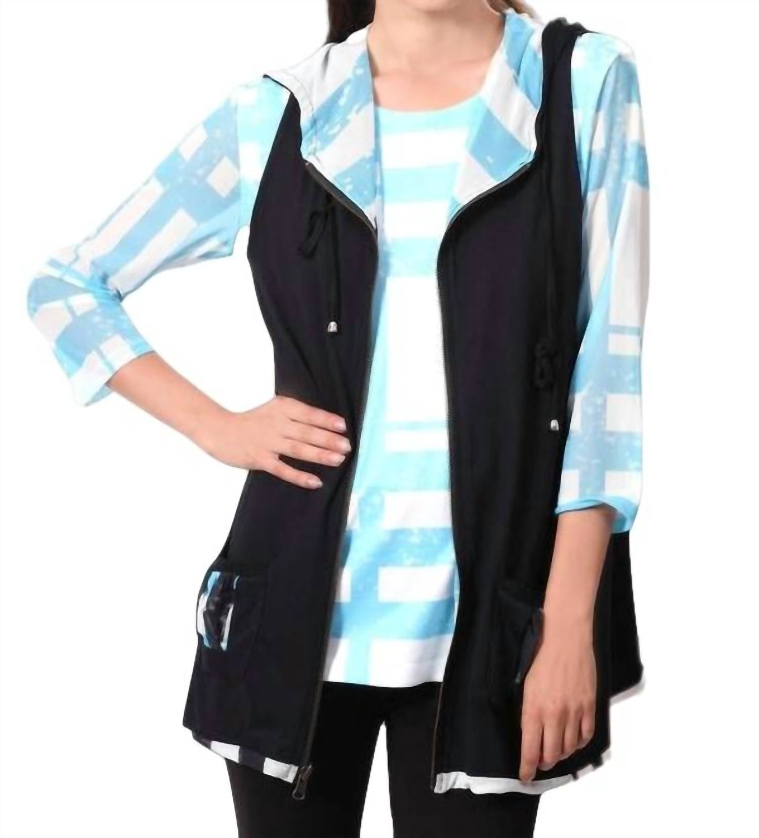 Жилет с капюшоном On The Grid черного/голубого цвета ANGEL 
Жилет с капюшоном On The Grid черного/голубого цвета ANGEL