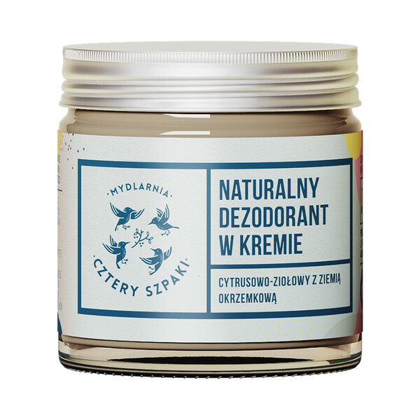 Натуральный цитрусово-травяной крем-дезодорант, 60 мл Mydlarnia Cztery Szpaki
Натуральный цитрусово-травяной крем-дезодорант, 60 мл Mydlarnia Cztery Szpaki