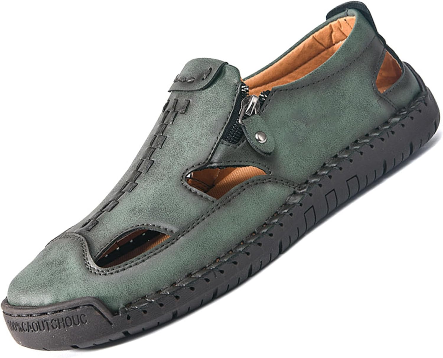 Мужские закрытые сандалии-рыбаки из кожи с эластичной надевной конструкцией, Дышащие, удобные повседневные мокасины для лета, вождения на улице и прогулок, Боковая молния, ручная строчка Devileyeze, зеленый
Мужские закрытые сандалии-рыбаки из кожи с эластичной надевной конструкцией, Дышащие, удобные повседневные мокасины для лета, вождения на улице и прогулок, Боковая молния, ручная строчка Devileyeze, зеленый