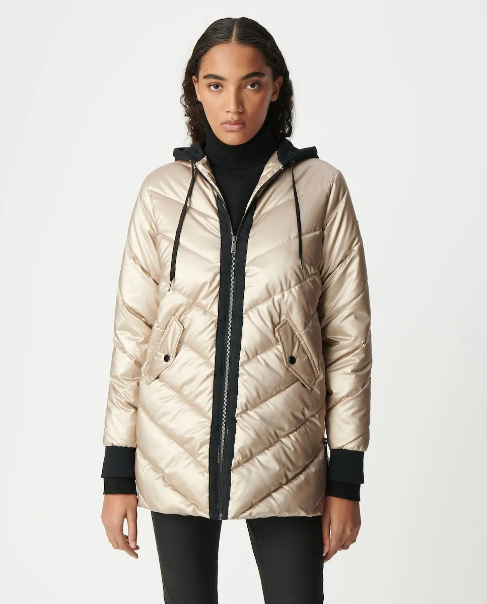Женский тонкий пуховик с капюшоном и контрастной флисовой подкладкой IKKS, золотой
Женский тонкий пуховик с капюшоном и контрастной флисовой подкладкой IKKS, золотой