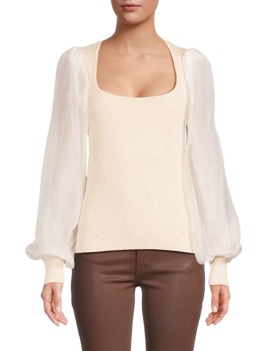 Блестящий топ с рукавами-буфами Design History, цвет Winter White
Блестящий топ с рукавами-буфами Design History, цвет Winter White