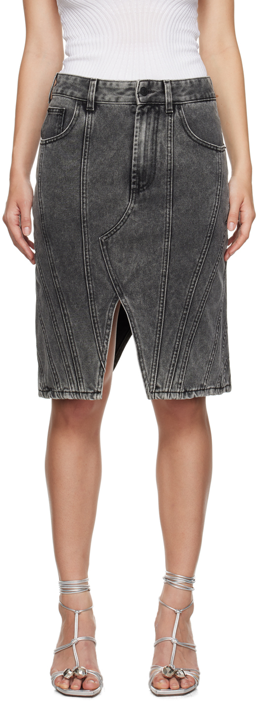 Юбка миди из серого денима со спиральным узором Mugler
Юбка миди из серого денима со спиральным узором Mugler