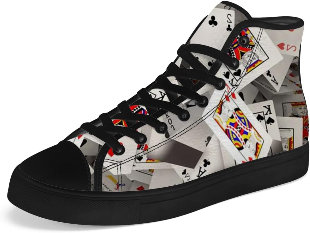 Кеды Chebing Poker High Top из холщовой ткани с рисунком карт, высокие кеды на шнуровке, повседневная обувь, подарок для мужчин и женщин, белый
Кеды Chebing Poker High Top из холщовой ткани с рисунком карт, высокие кеды на шнуровке, повседневная обувь, подарок для мужчин и женщин, белый
