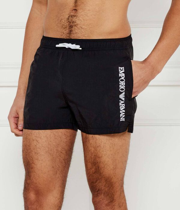 Пляжные шорты мужские Emporio Armani на кулиске, черный 
Пляжные шорты мужские Emporio Armani на кулиске, черный