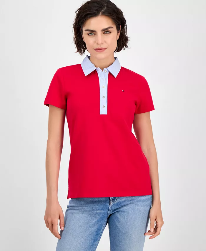 Женская поло с полосатым воротником из пике Tommy Hilfiger, красный
Женская поло с полосатым воротником из пике Tommy Hilfiger, красный