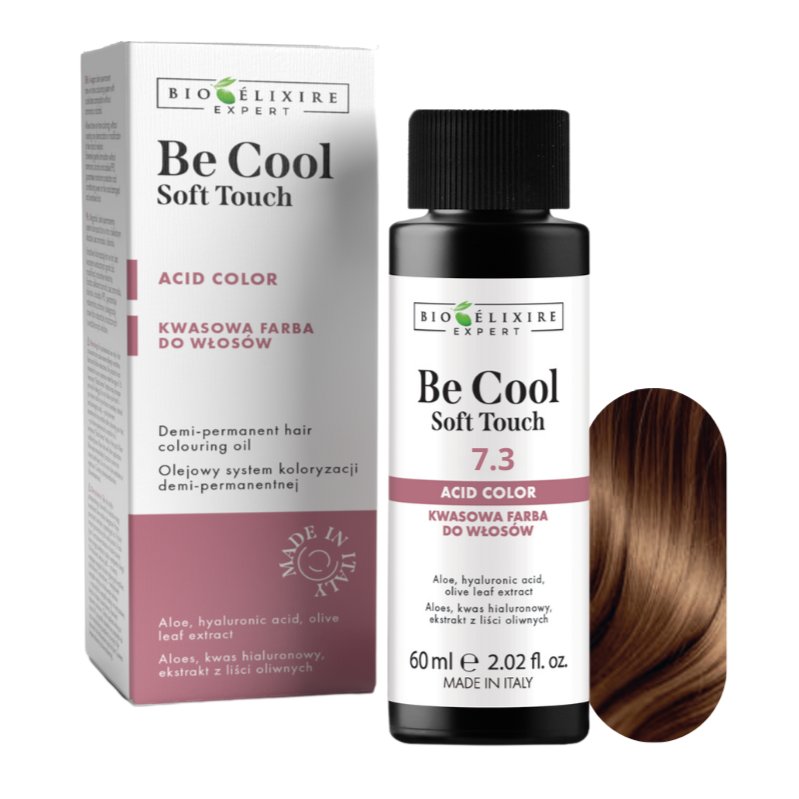 BIOELIXIRE Кислотная краска для волос Be Cool SOFT TOUCH - 7.3 Средний золотистый блондин - 60 мл
BIOELIXIRE Кислотная краска для волос Be Cool SOFT TOUCH - 7.3 Средний золотистый блондин - 60 мл