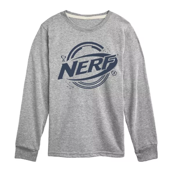 Мальчиковая футболка с длинным рукавом и принтом логотипом 8-20 Nerf, серый
Мальчиковая футболка с длинным рукавом и принтом логотипом 8-20 Nerf, серый