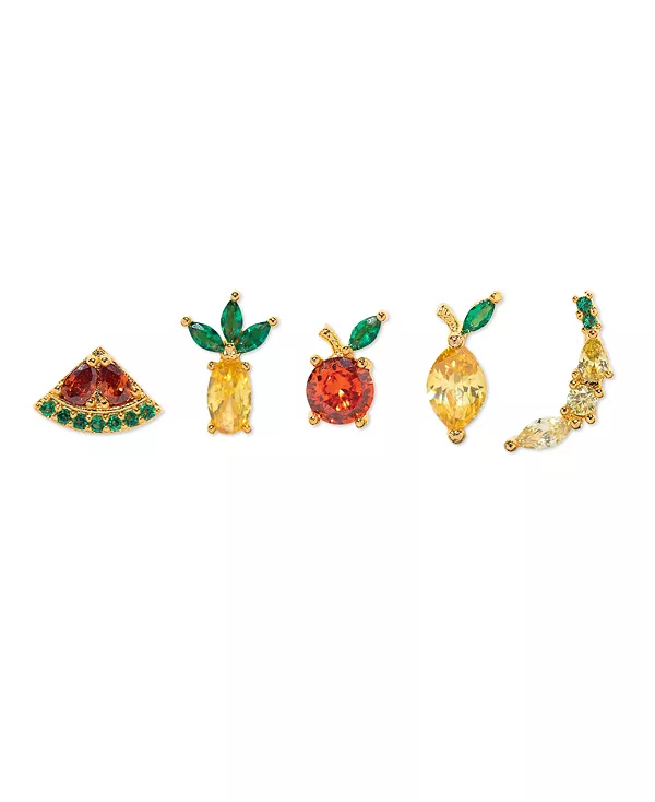 Набор из разноцветных хрустальных сережек-гвоздиков в форме тропических фруктов Girls Crew, gold
Набор из разноцветных хрустальных сережек-гвоздиков в форме тропических фруктов Girls Crew, gold