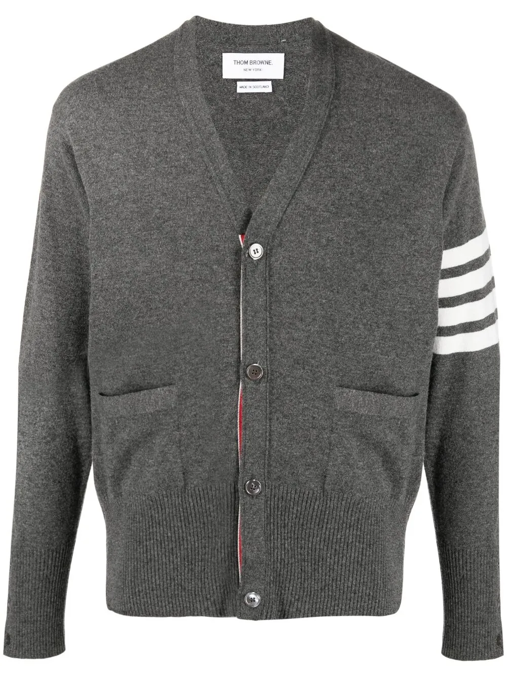 Кардиган с полосками 4-Bar THOM BROWNE, серый 
Кардиган с полосками 4-Bar THOM BROWNE, серый