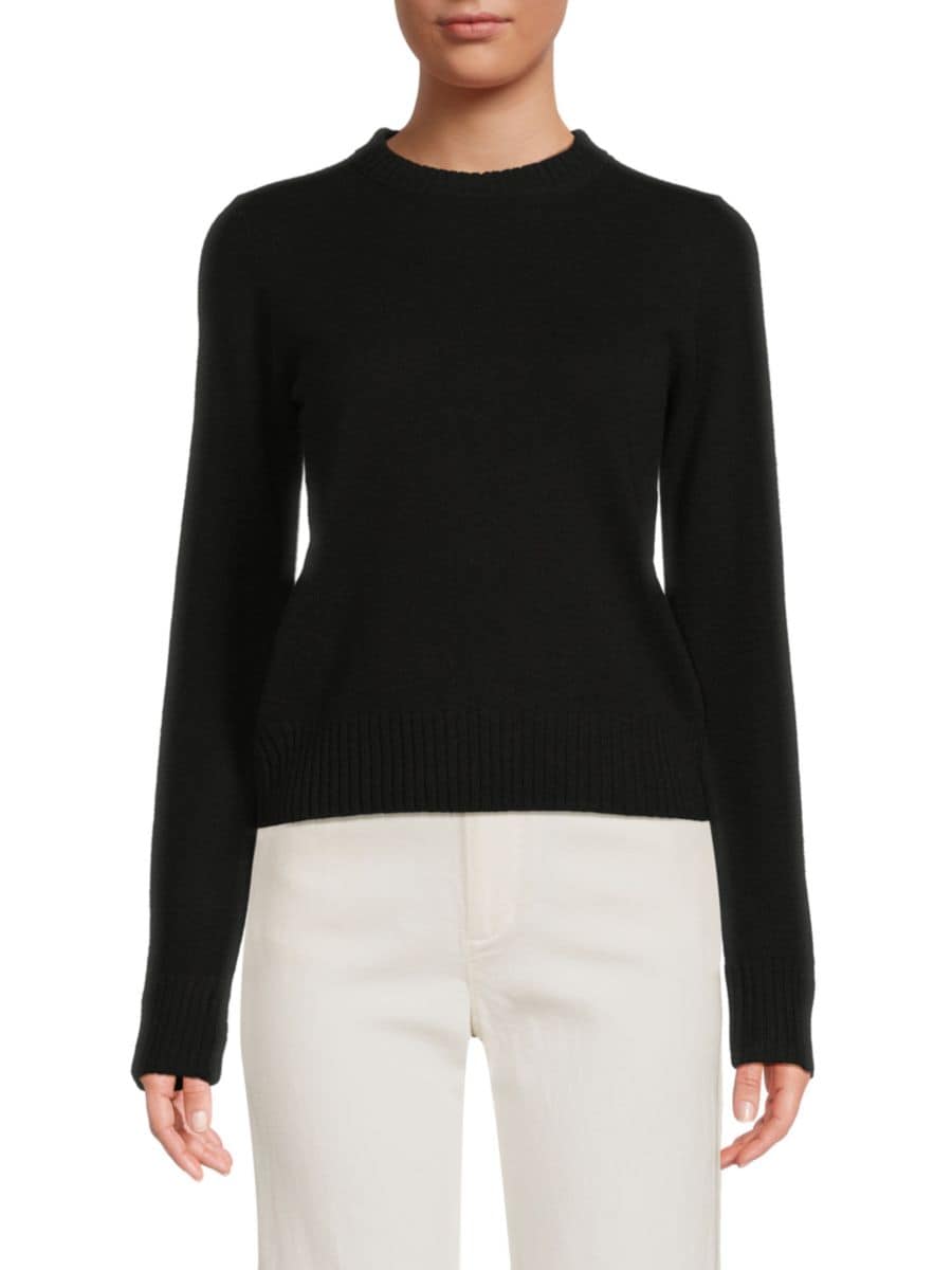 Однотонный кашемировый свитер Vince, черный 
Однотонный кашемировый свитер Vince, черный