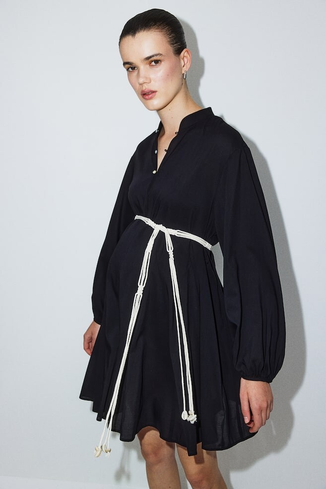Платье для мамы с поясом макраме H&M, черный