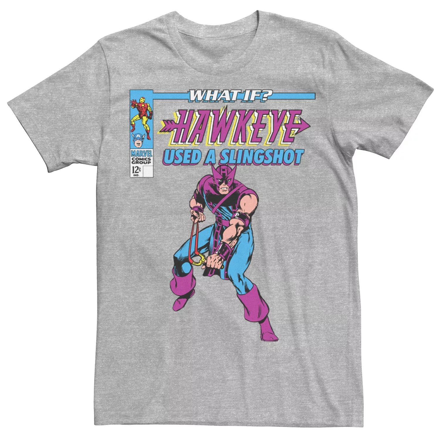 Мужская футболка с обложкой комиксов Marvel «Что, если бы Соколиный глаз использовал рогатку»
