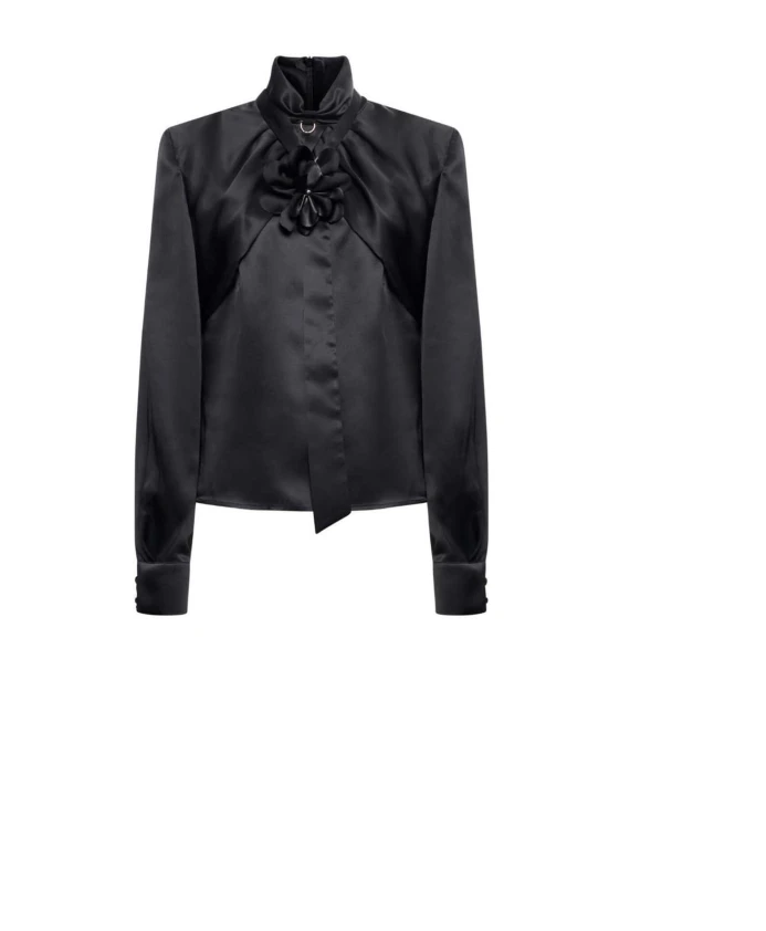 Блузка с высоким воротником и завязанным узлом John Richmond, черный
Блузка с высоким воротником и завязанным узлом John Richmond, черный