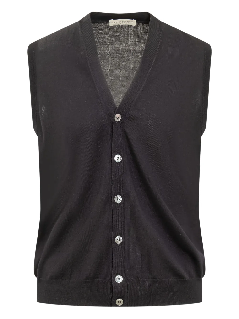 Жилет на пуговицах с V-образным вырезом Filippo De Laurentiis, черный
Жилет на пуговицах с V-образным вырезом Filippo De Laurentiis, черный