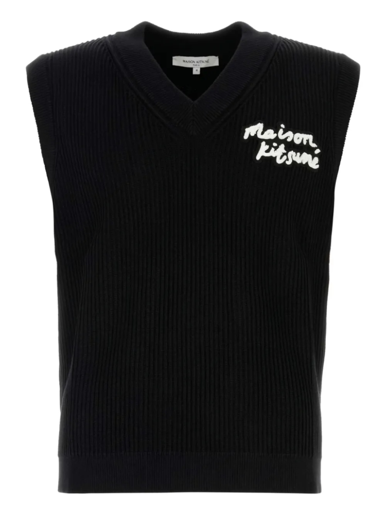 Жилет без рукавов в рубчик Maison Kitsuné, черный
Жилет без рукавов в рубчик Maison Kitsuné, черный