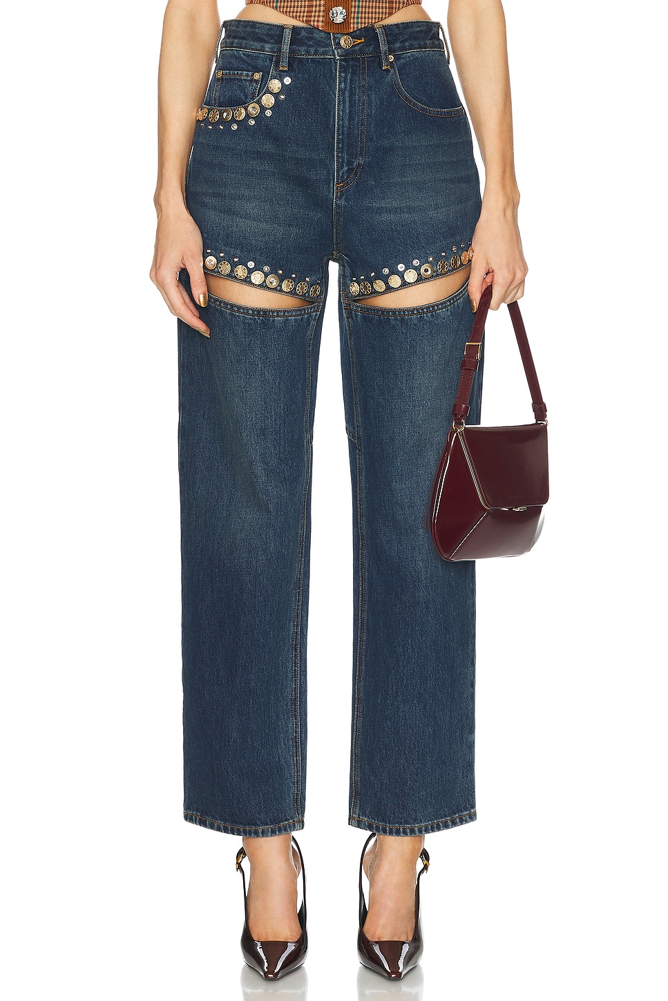 Джинсы с прямыми штанинами и вырезами в виде кристаллов Area, Dark Blue
Джинсы с прямыми штанинами и вырезами в виде кристаллов Area, Dark Blue