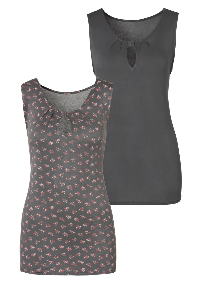 Топ-рубашка LASCANA (2 шт. в упаковке) с небольшим вырезом на горловине, серый
Топ-рубашка LASCANA (2 шт. в упаковке) с небольшим вырезом на горловине, серый