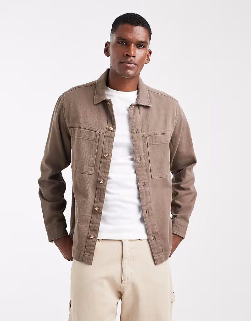 Рубашка из плотного твила коричневого цвета Asos Design
Рубашка из плотного твила коричневого цвета Asos Design