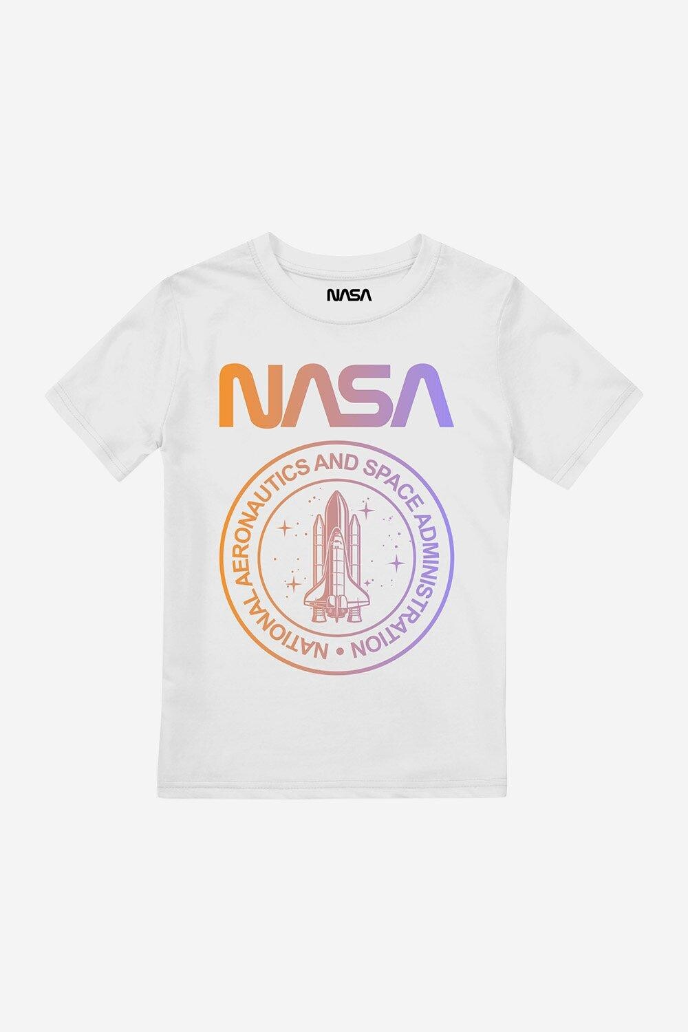 Футболка для мальчиков с национальным гербом и градиентом NASA, белый
Футболка для мальчиков с национальным гербом и градиентом NASA, белый