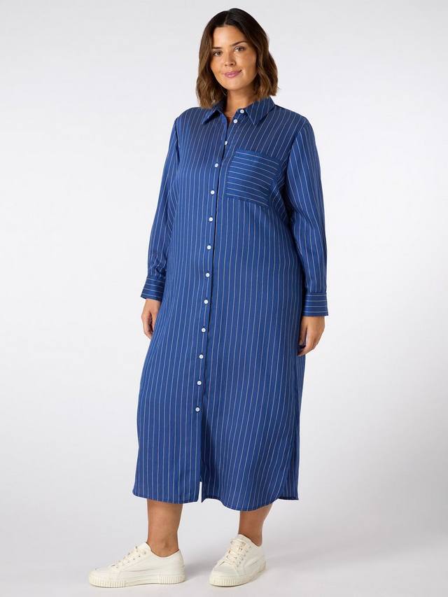 Платье макси-рубашка в тонкую полоску Live Unlimited, синий
Платье макси-рубашка в тонкую полоску Live Unlimited, синий