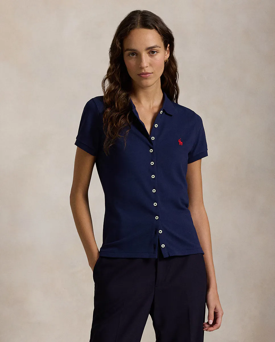 Женская рубашка-поло с короткими рукавами на пуговицах Polo Ralph Lauren, темно-синий
Женская рубашка-поло с короткими рукавами на пуговицах Polo Ralph Lauren, темно-синий