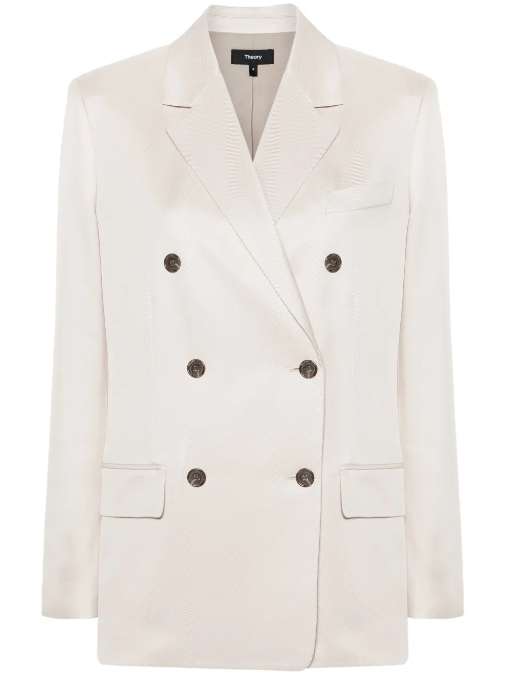 Двубортный блейзер с заостренными лацканами Theory, нейтральный
Двубортный блейзер с заостренными лацканами Theory, нейтральный