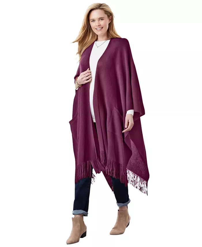 Женская накидка с бахромой Woman Within, красный
Женская накидка с бахромой Woman Within, красный