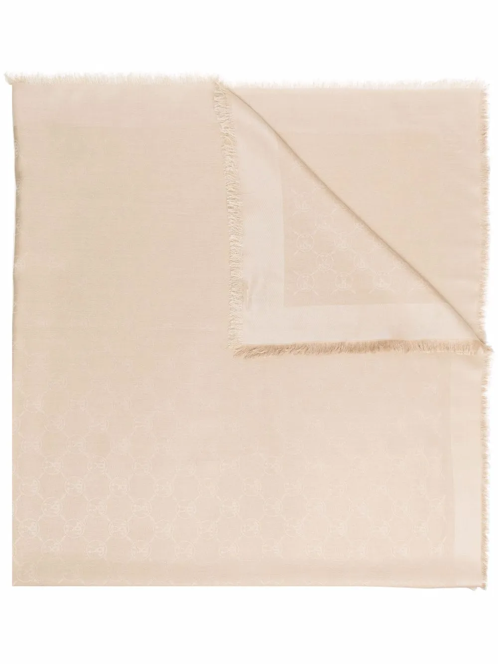 Шарф с бахромой и монограммой Moschino, нейтральный 
Шарф с бахромой и монограммой Moschino, нейтральный