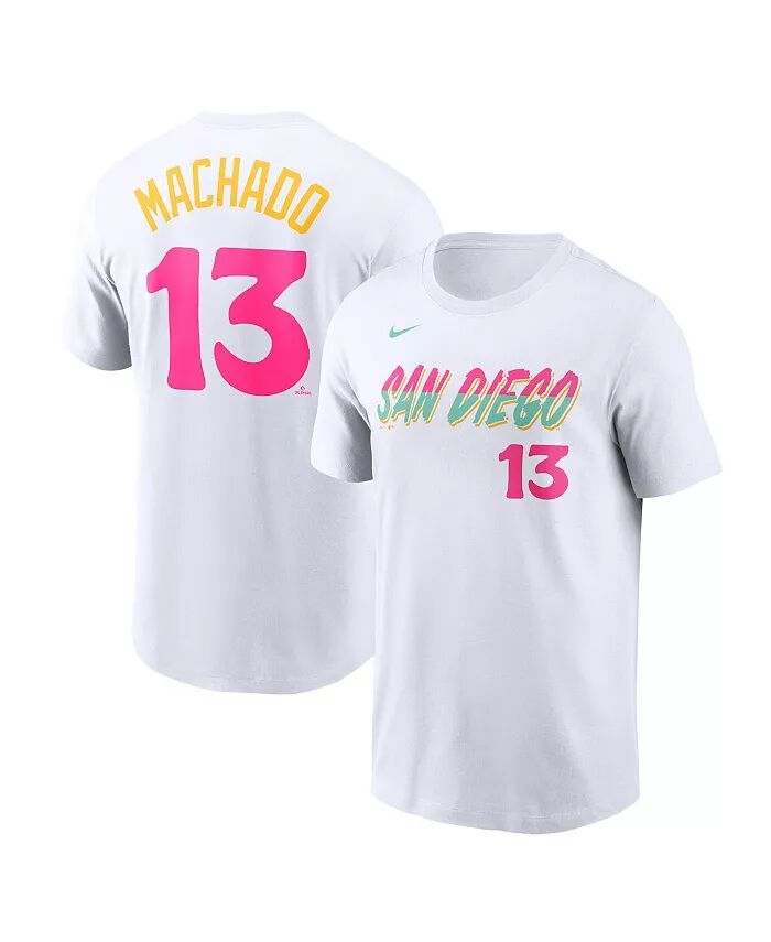 Мужская белая футболка с именем и номером Мэнни Мачадо из клуба San Diego Padres City Connect Nike
Мужская белая футболка с именем и номером Мэнни Мачадо из клуба San Diego Padres City Connect Nike