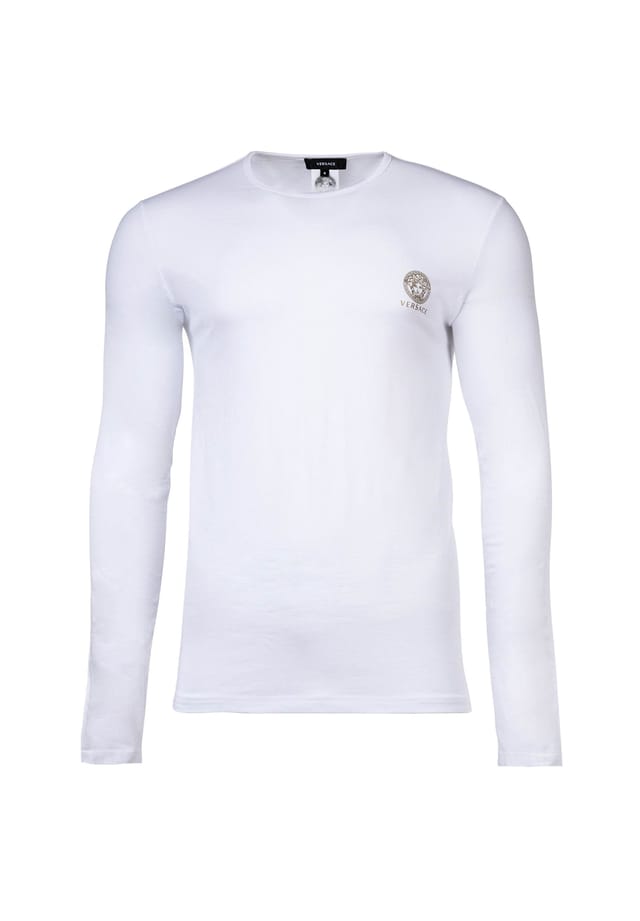 Рубашка - толстовка с длинными рукавами и круглым вырезом эластичный хлопок Versace, белый
Рубашка - толстовка с длинными рукавами и круглым вырезом эластичный хлопок Versace, белый