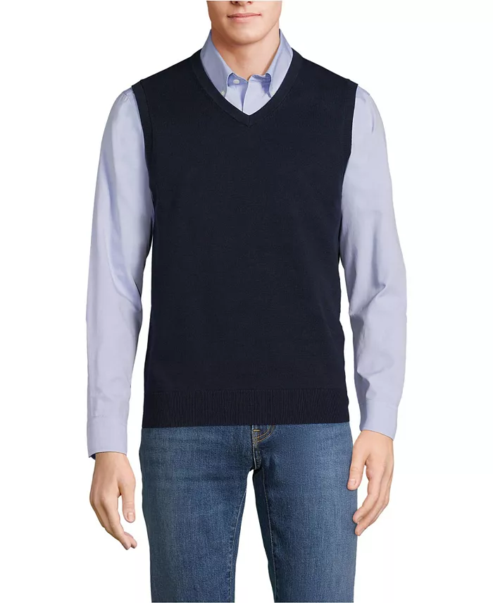 Мужская тонковязаная хлопковая жилетка Lands' End, синий
Мужская тонковязаная хлопковая жилетка Lands' End, синий