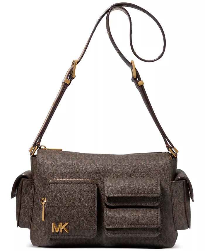 Средняя наплечная сумка Dakota с карманом Michael Kors, коричневый/бежевый 
Средняя наплечная сумка Dakota с карманом Michael Kors, коричневый/бежевый