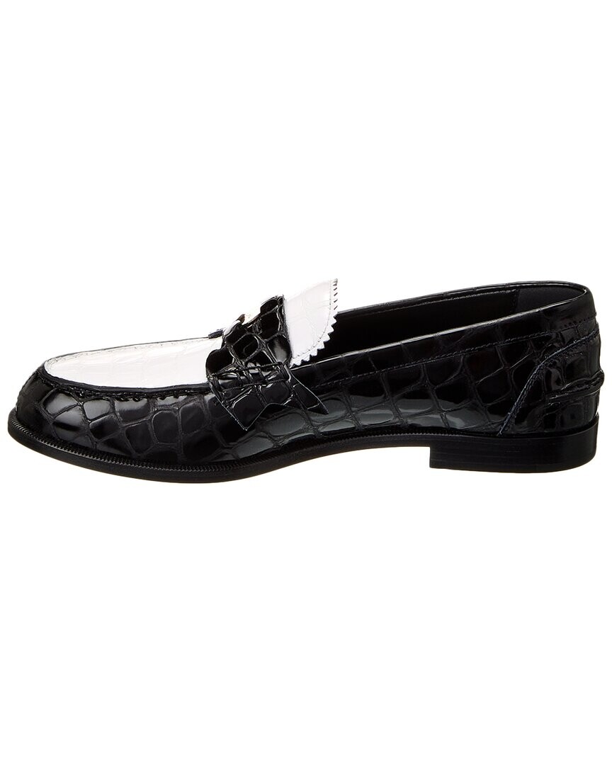 Christian Louboutin Penny Кожаные лоферы с тиснением под кожу аллигатора, черный
Christian Louboutin Penny Кожаные лоферы с тиснением под кожу аллигатора, черный