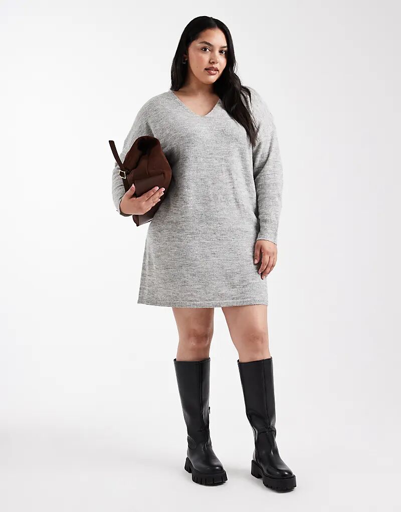 Платье-мини-джемпер Pieces Curve с V-образным вырезом светло-серого цвета
Платье-мини-джемпер Pieces Curve с V-образным вырезом светло-серого цвета