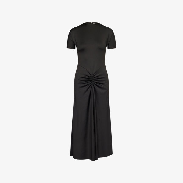 Собранное платье миди с короткими рукавами из эластичной ткани Victoria Beckham, черный
Собранное платье миди с короткими рукавами из эластичной ткани Victoria Beckham, черный