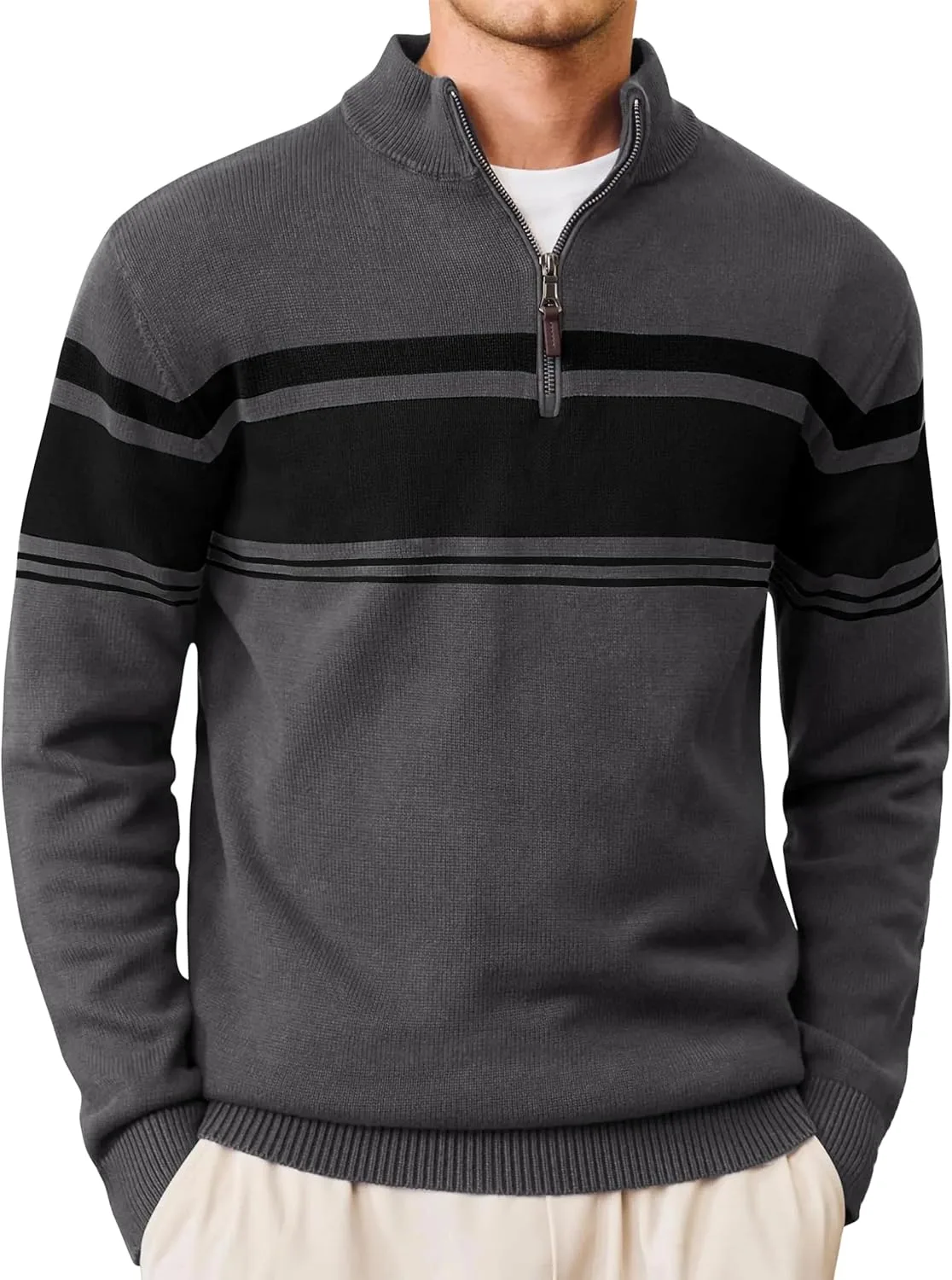 Мужской хлопковый свитер-пуловер с круглым вырезом
Мужской хлопковый свитер-пуловер с круглым вырезом