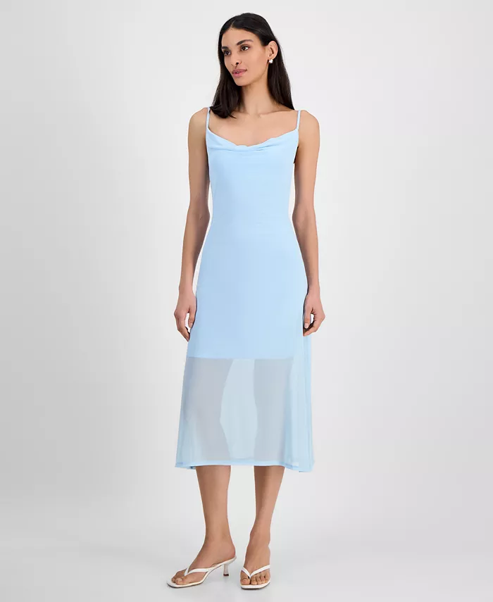 Женское миди-платье-комбинация с сетчатыми вставками Bar III, синий 
Женское миди-платье-комбинация с сетчатыми вставками Bar III, синий