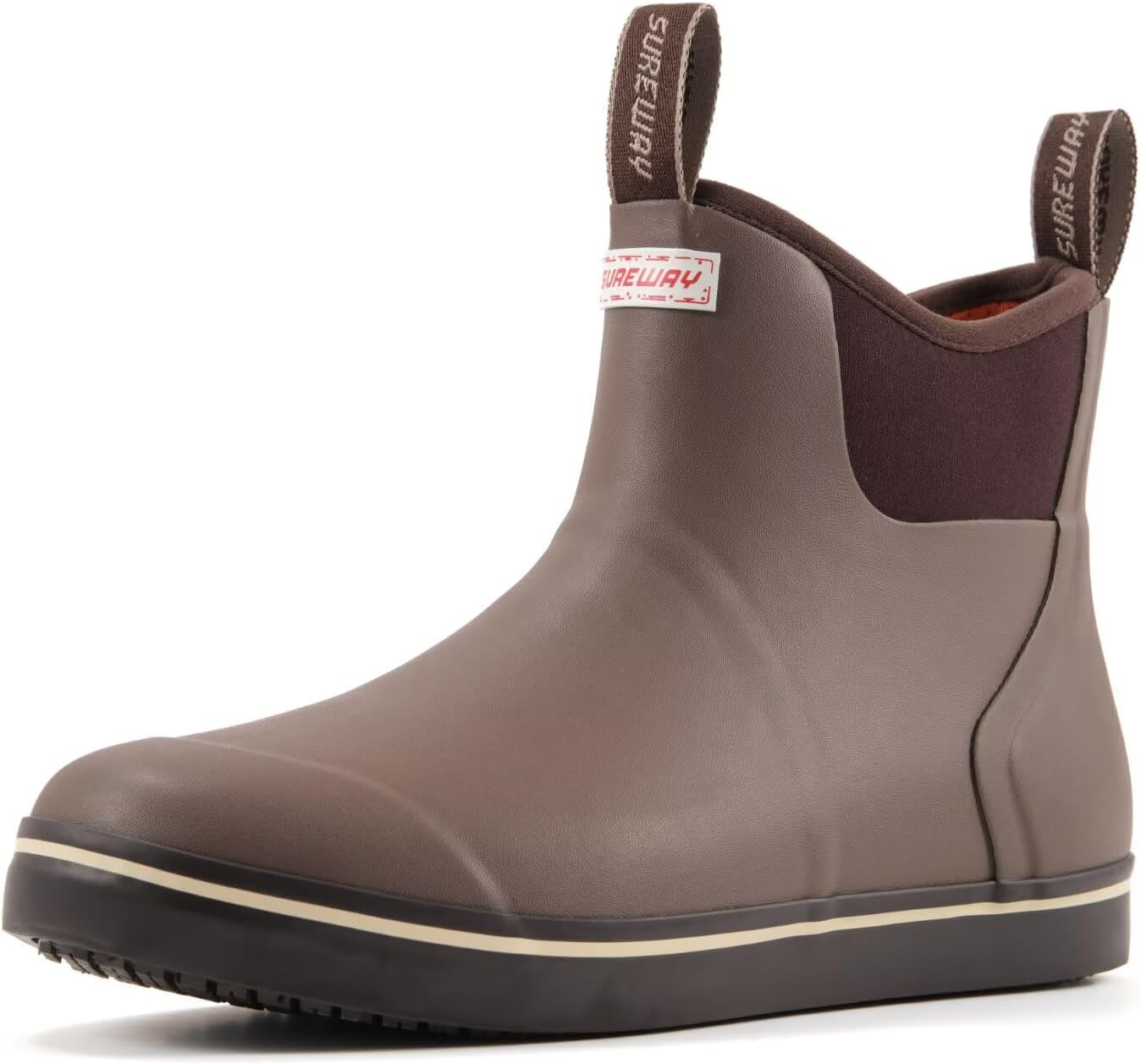 Мужские ботинки SUREWAY для корабельной палубы, профессиональные противоскользящие рыболовные и ботинки для лодки до щиколотки, водонепроницаемые дождевые ботинки, легкие неопрено-резиновые палубные ботинки, шоколадный
Мужские ботинки SUREWAY для корабельной палубы, профессиональные противоскользящие рыболовные и ботинки для лодки до щиколотки, водонепроницаемые дождевые ботинки, легкие неопрено-резиновые палубные ботинки, шоколадный