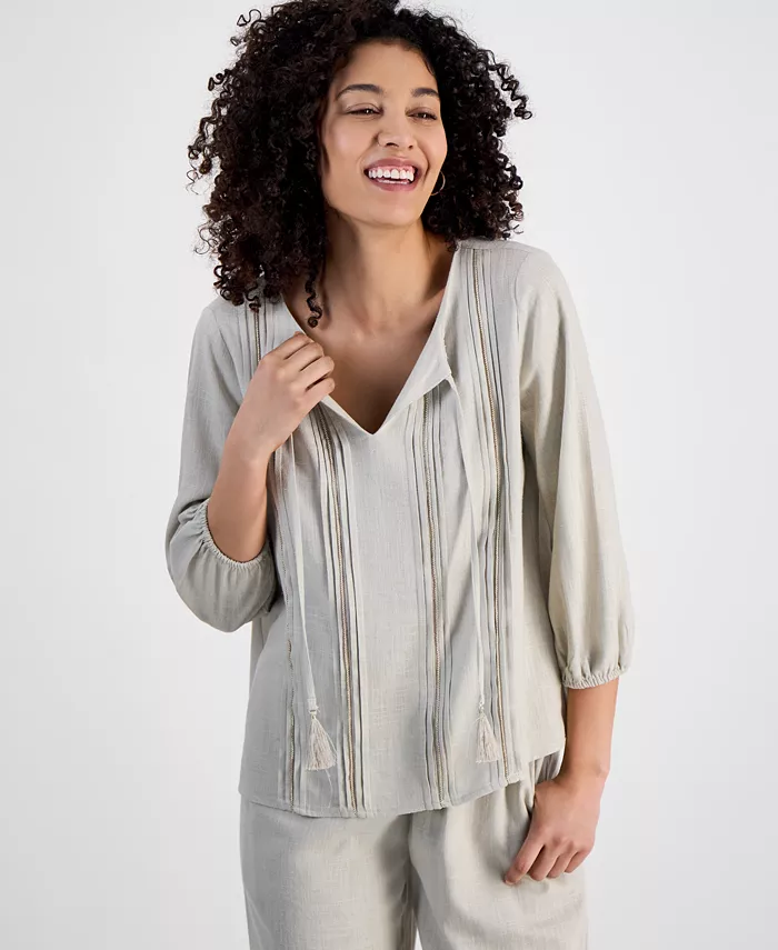 Блузка с завязывающимся воротником, декоративными защипами и отделкой (для миниатюрных) JM Collection, коричневый/бежевый
Блузка с завязывающимся воротником, декоративными защипами и отделкой (для миниатюрных) JM Collection, коричневый/бежевый