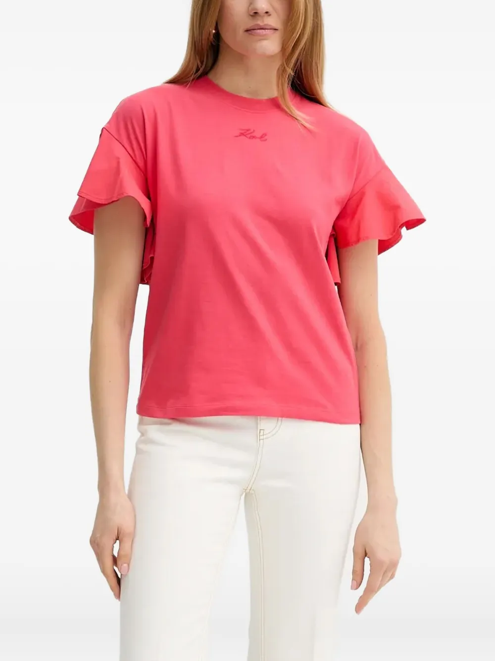 Топ с вышитым логотипом и оборками KARL LAGERFELD, розовый
Топ с вышитым логотипом и оборками KARL LAGERFELD, розовый