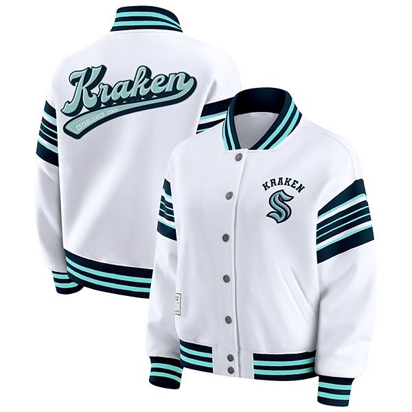 Женская бело-синяя флисовая куртка Seattle Kraken на молнии Wear By Erin Andrews
Женская бело-синяя флисовая куртка Seattle Kraken на молнии Wear By Erin Andrews