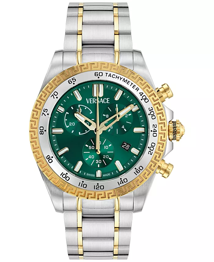Мужские часы Swiss Chronograph X с двухцветным браслетом из нержавеющей стали, 44 мм Versace
Мужские часы Swiss Chronograph X с двухцветным браслетом из нержавеющей стали, 44 мм Versace