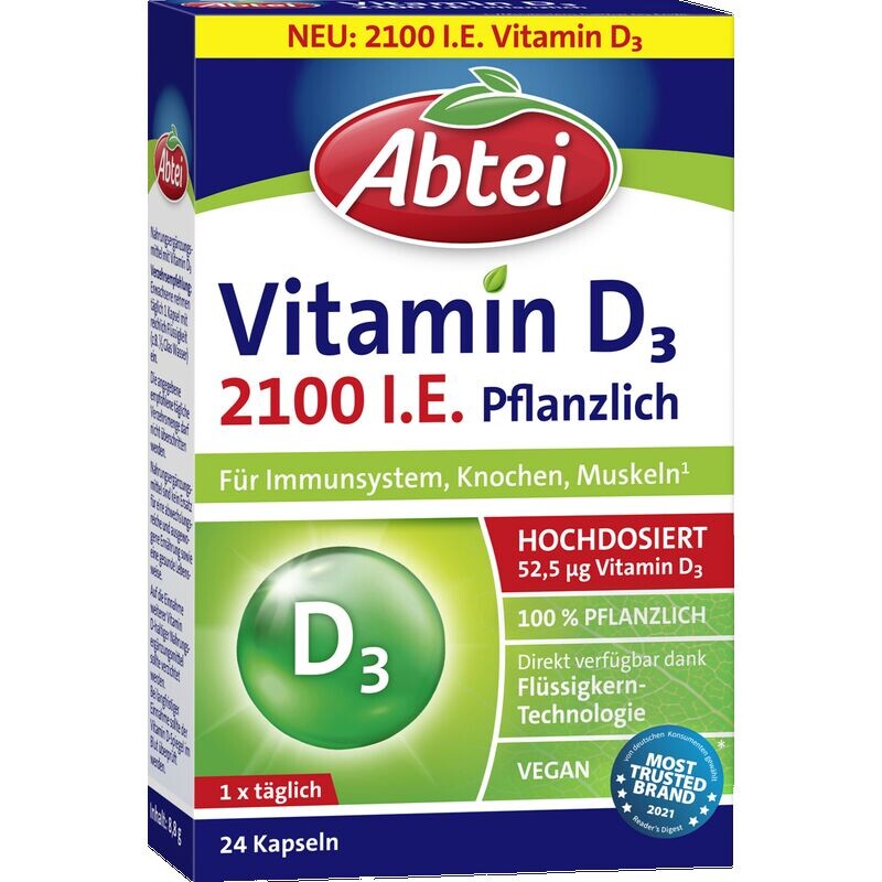 Витамин D3 2100 МЕ растительные капсулы Abtei, 8,8 g
Витамин D3 2100 МЕ растительные капсулы Abtei, 8,8 g