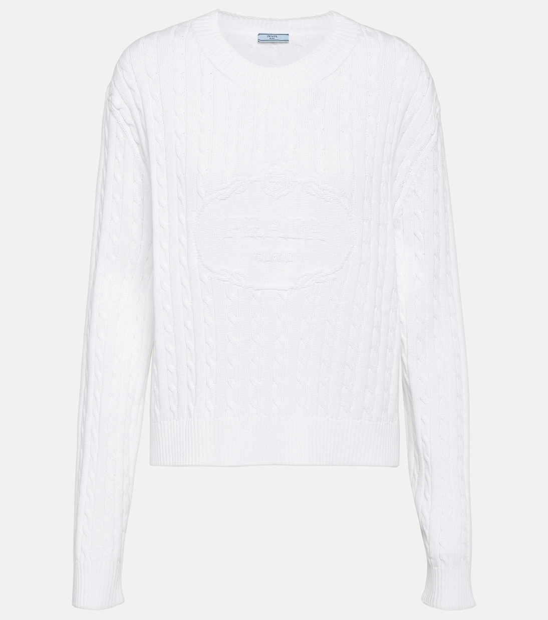 Хлопковый свитер с логотипом Prada, белый
Хлопковый свитер с логотипом Prada, белый