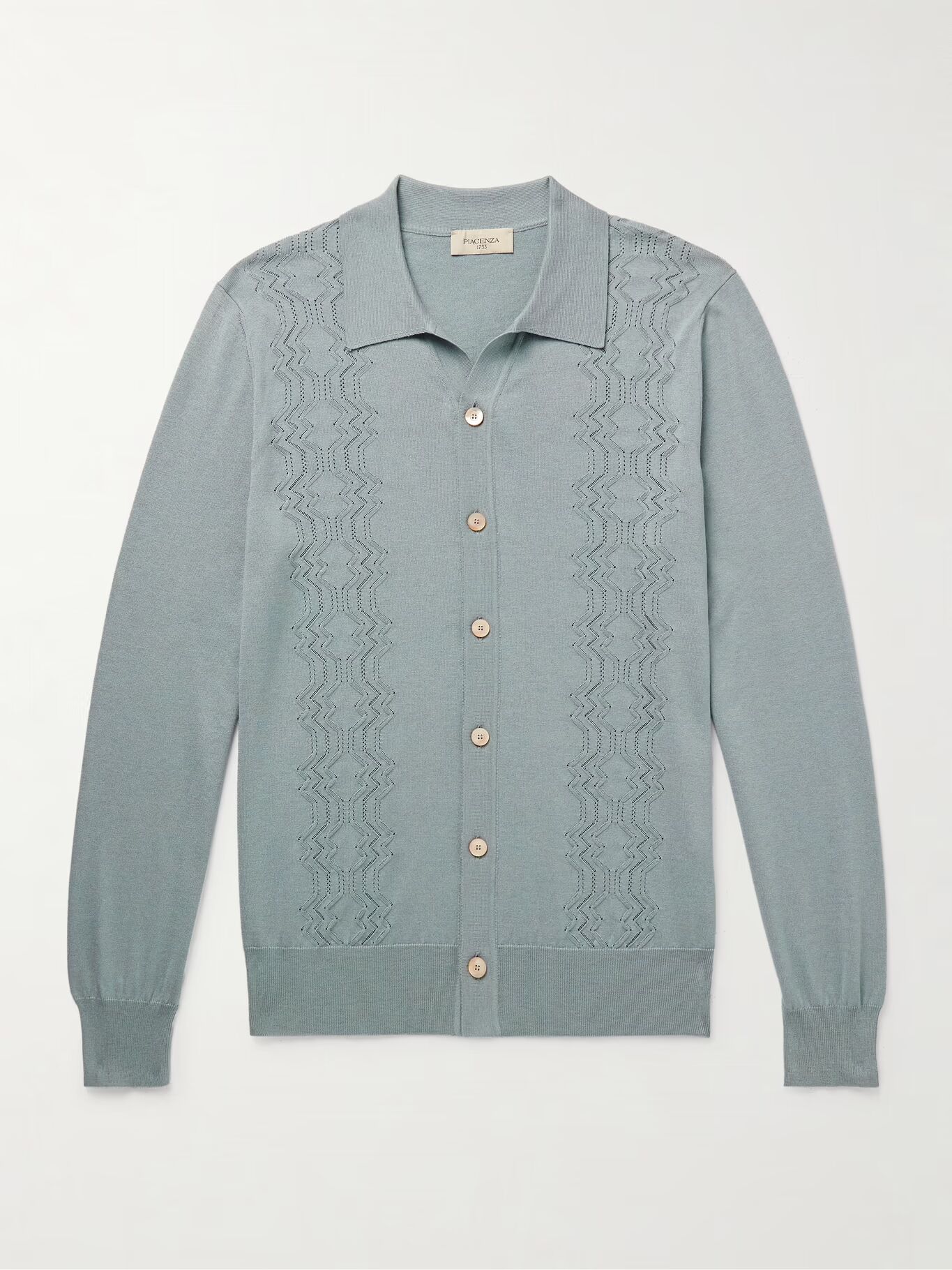 Кардиган облегающего кроя из смеси хлопка и шелка ажурной вязки PIACENZA 1733, синий
Кардиган облегающего кроя из смеси хлопка и шелка ажурной вязки PIACENZA 1733, синий