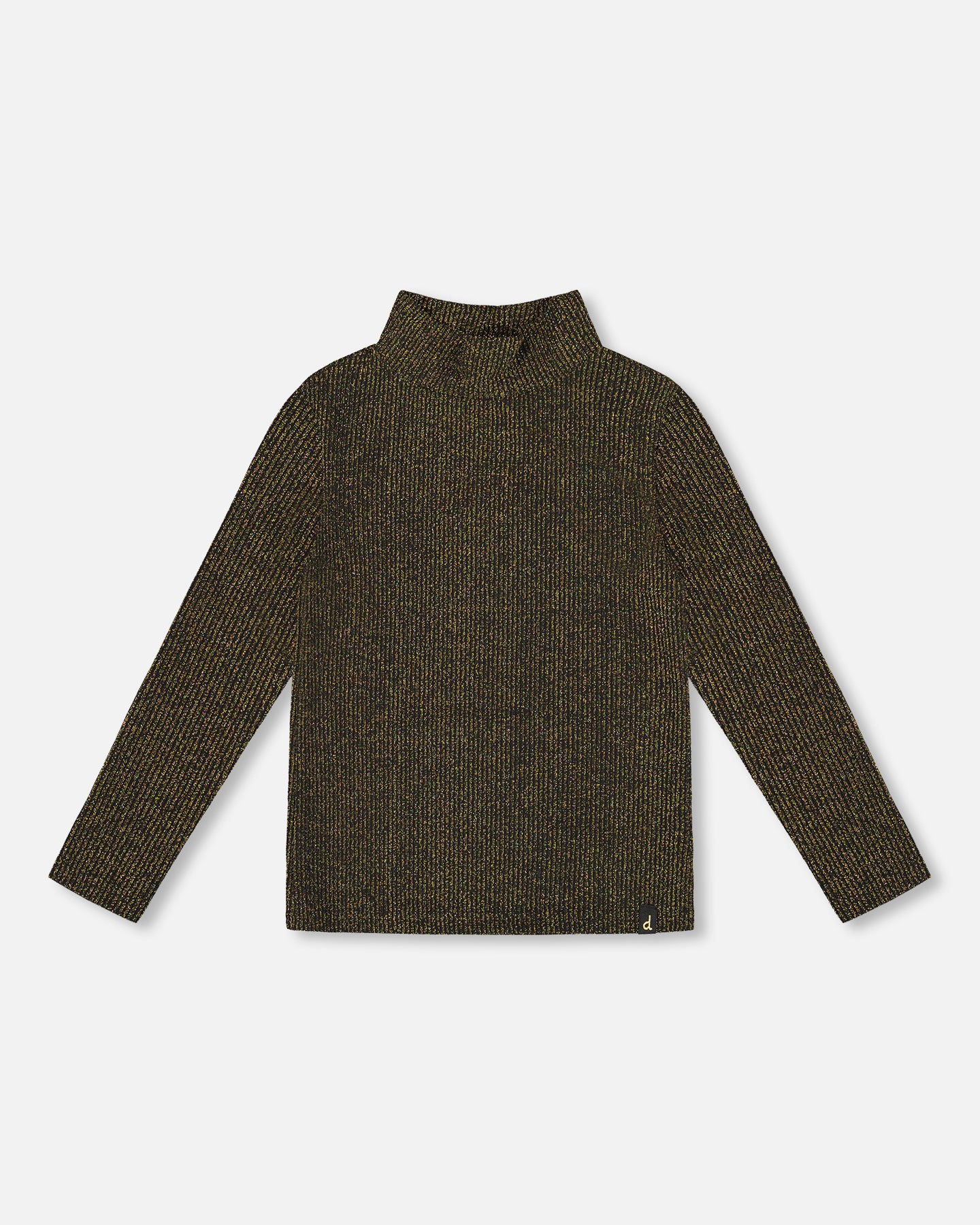 Блестящий топ с ребристым воротником-стойкой черный и золотой Deux par Deux 
Блестящий топ с ребристым воротником-стойкой черный и золотой Deux par Deux