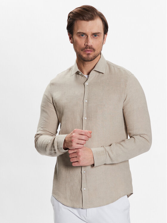 Рубашка облегающего кроя Linen Solid Slim Shirt K10K109286 Calvin Klein, бежевый
Рубашка облегающего кроя Linen Solid Slim Shirt K10K109286 Calvin Klein, бежевый
