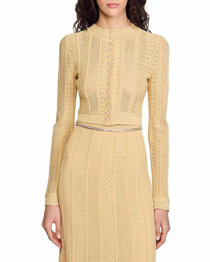 Кардиган с ажурной вязкой Pointelle Sandro, золотой
Кардиган с ажурной вязкой Pointelle Sandro, золотой