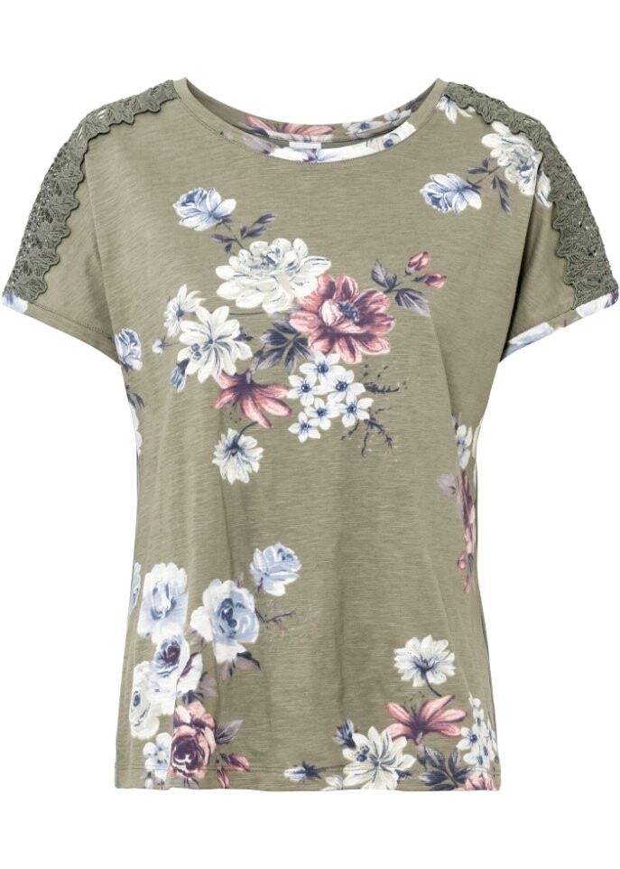 Рубашка с принтом и кружевом Bodyflirt, зеленый
Рубашка с принтом и кружевом Bodyflirt, зеленый